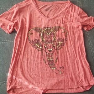 Coral t-shirt with elephant picture